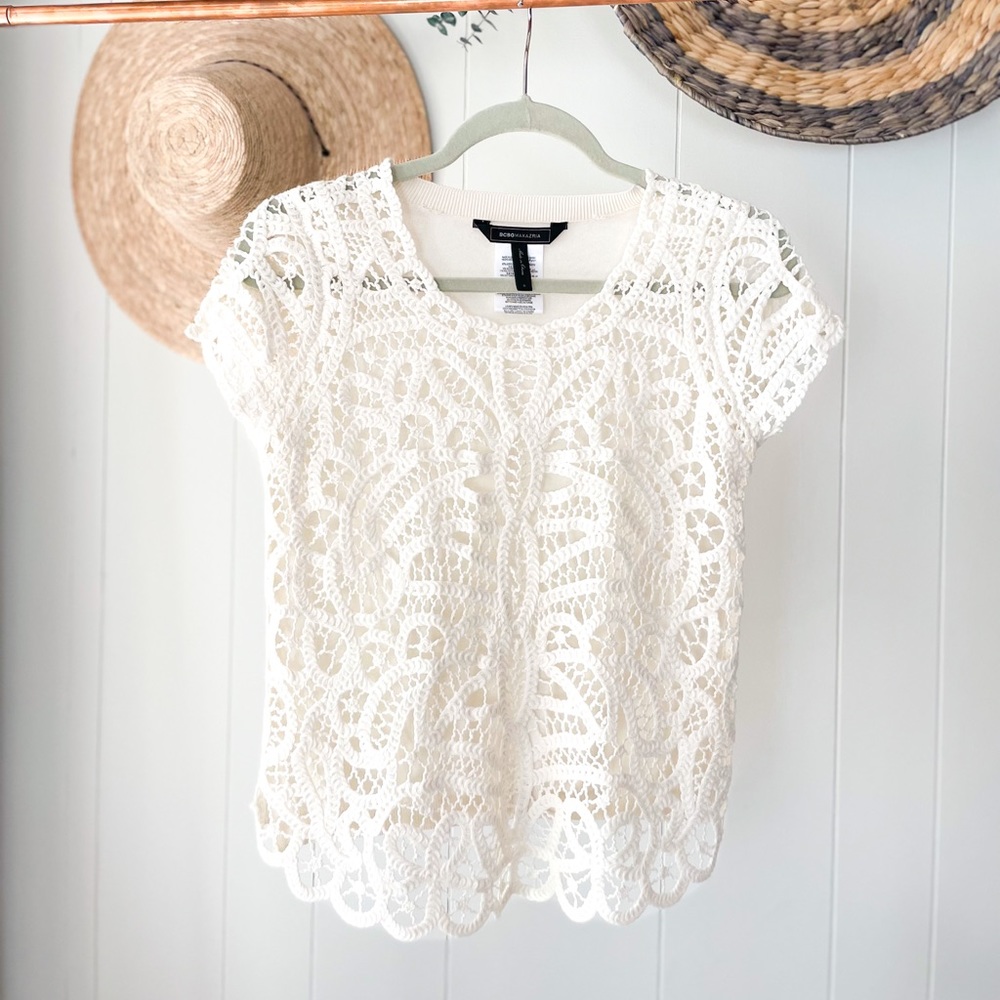 BCBG Knit Crochet Top